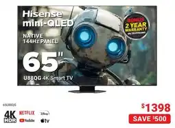 Visions Electronics Hisense mini-QLED NATIVE 144Hz PANEL U88QG 4K Smart TV offer