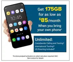 Visions Electronics get 175GB for as low as $85/month When you Bring your Own Phone+ offer