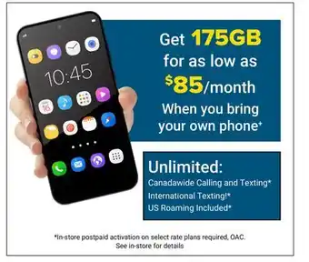 Visions Electronics get 175GB for as low as $85/month When you Bring your Own Phone+ offer