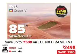 Visions Electronics TCL 85 A300W 4K Smart TV offer