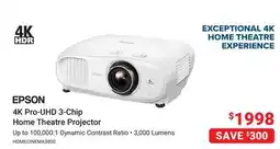 Visions Electronics EPSON 4K Pro-UHD 3-Chip Home Theatre Projector offer
