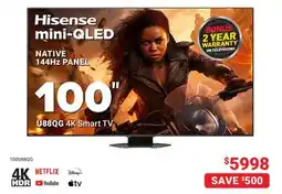 Visions Electronics Hisense mini-QLED 100 U88QG 4K Smart TV offer