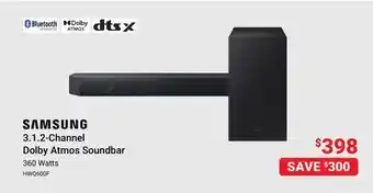 Visions Electronics SAMSUNG 3.1.2-Channel Dolby Atmos Soundbar offer