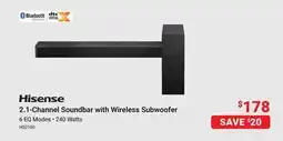 Visions Electronics Hisense 2.1-Channel Soundbar with Wireless Subwoofer offer