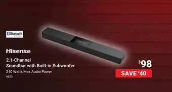 Visions Electronics Hisense 2.1-Channel Soundbar with Built-in Subwoofer offer