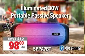 2001 Audio Video SPPA7BT JVC Illuminated 30W Portable Passive Speaker offer