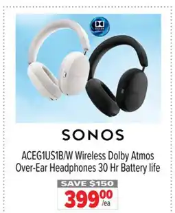 2001 Audio Video ACEG1US1B/W Wireless Dolby Atmos Over-Ear Headphones 30 Hr Battery life offer
