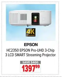 2001 Audio Video HC2350 EPSON Pro-UHD 3-Chip 3 LCD SMART Streaming Projector offer