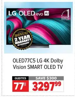2001 Audio Video OLED77C5 LG 77 4K Dolby Vision SMART OLED TV offer