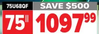 2001 Audio Video 75U68QF Hisense 75 QLED Mini-LED TV offer