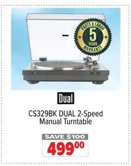 2001 Audio Video DUAL CS329BK 2-Speed Manual Turntable offer