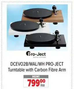 2001 Audio Video DCEVO2B/WAL/WH PRO-JECT Turntable with Carbon Fibre Arm offer