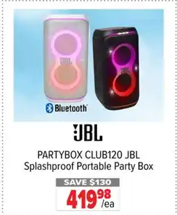 2001 Audio Video PARTYBOX CLUB120 JBL Splashproof Portable Party Box offer