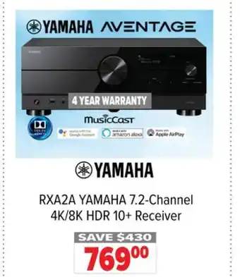 2001 Audio Video RXA2A YAMAHA 7.2-Channel 4K/8K HDR 10 + Receiver offer