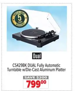 2001 Audio Video CS429BK DUAL Fully Automatic Turntable w/Die-Cast Aluminum Platter offer