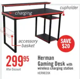 The Brick Herman 50 Gaming Office Desk - Black with Red Trim offer