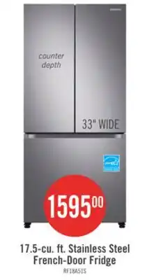 The Brick Samsung 33 17.5 Cu. Ft. Counter-Depth French-Door Refrigerator - Stainless Steel - RF18A5101SR/AA offer
