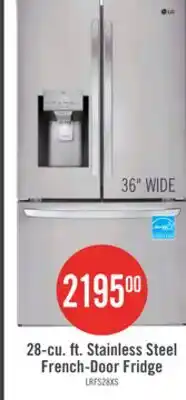 The Brick LG 36 28 Cu. Ft. French-Door Refrigerator - Smudge Proof Stainless Steel - LRFS28XBS offer