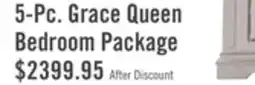 The Brick Grace 5pc Bedroom Set with Bed, Dresser & Mirror, Wooden, Fabric, Antique White - Queen Size offer