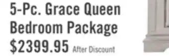 The Brick Grace 5pc Bedroom Set with Bed, Dresser & Mirror, Wooden, Fabric, Antique White - Queen Size offer