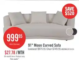 The Brick Moon 91 Fabric Curved Sofa with Accent Pillows - Wooly Almond White offer