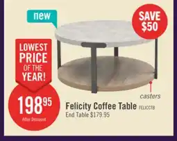 The Brick Felicity 36 Round Coffee Table with Shelf and Casters - Grey offer