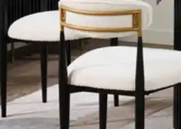 The Brick Kort & Co. Capri Dining Chair with Boucle Fabric & Gold Accent, Metal - Black offer