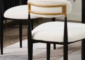 The Brick Kort & Co. Capri Dining Chair with Boucle Fabric & Gold Accent, Metal - Black offer