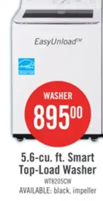 The Brick LG 5.6 Cu. Ft. Smart Top-Load Washer with EasyUnload - Essence White - WT8205CW offer