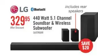 The Brick LG 5.1 CH Bluetooth Dolby Digital Soundbar with Rear Speakers and Wireless Subwoofer (S60TR.ACANLLK) offer