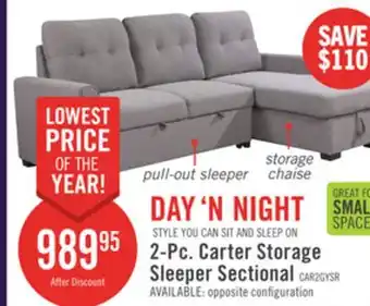 The Brick Carter 2-Piece Right-Facing Linen-Look Fabric Sleeper Sectional with Storage Chaise - Solis Grey offer