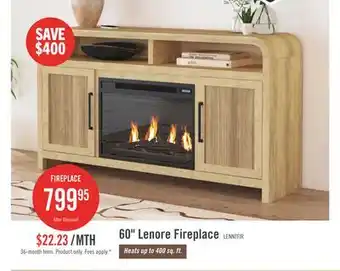 The Brick Lenore 60 Electric Fireplace TV Stand with Storage - Natural offer