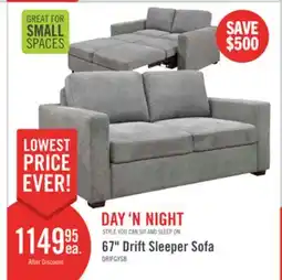 The Brick Drift 66.5 Linen-Look Fabric Sleeper Sofa with Track Arms - Grey offer