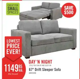 The Brick Drift 66.5 Linen-Look Fabric Sleeper Sofa with Track Arms - Grey offer