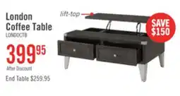The Brick London 42 Industrial Coffee Table - Grey Wood Finish and Silvery Metal Legs offer