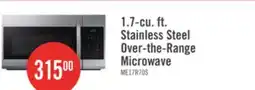 The Brick Samsung 1.7 Cu. Ft. Over-the-Range Microwave with 300 CFM and Auto Cook & Reheat - Stainless Steel offer