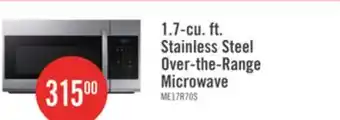 The Brick Samsung 1.7 Cu. Ft. Over-the-Range Microwave with 300 CFM and Auto Cook & Reheat - Stainless Steel offer