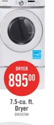 The Brick Samsung 7.5 Cu. Ft. Electric Dryer - White - Stackable - DVE45T6005W/AC offer