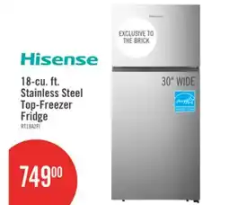 The Brick Hisense 30 18 Cu. Ft. Top-Mount Refrigerator - Stainless Steel - RT18A2FID offer