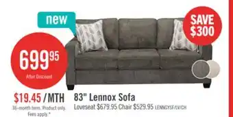 The Brick Made in Canada Lennox 83 Chenille Fabric Sofa with Reversible Cushions and Accent Pillows - Grey offer