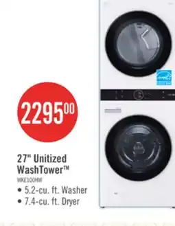 The Brick LG 5.2 Washer/7.4 Dryer Cu. Ft. Front-Load High-Efficiency Washtower - White - WKE100HWA offer