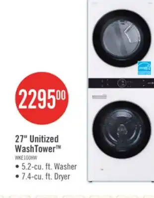 The Brick LG 5.2 Washer/7.4 Dryer Cu. Ft. Front-Load High-Efficiency Washtower - White - WKE100HWA offer