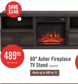 The Brick Asher 60 Rustic Electric Fireplace TV Stand with Storage & Cable Management for TVs up to 65- Bro offer
