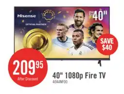 The Brick HISENSE 40 A4N LED HD Ready Smart VIDAA TV (40A4NV) offer