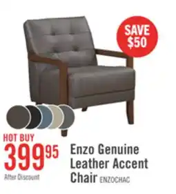 The Brick Enzo 26 Genuine Leather Accent Chair with Biscuit Tufting, Track Arms and Wood Legs - Dark Brown offer