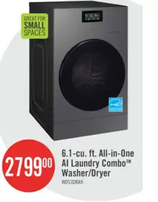 The Brick Samsung Bespoke 6.1 Cu. Ft. All-in-One AI Laundry Combo Washer/Dryer - WD53DBA900HZA1 offer