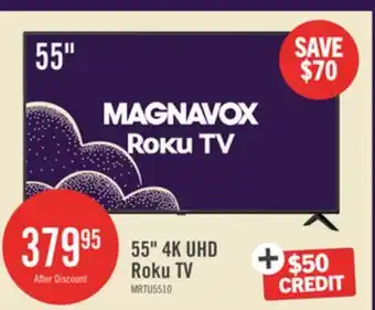 The Brick Magnavox 55 4K Ultra HD Roku Smart TV offer