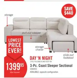 The Brick Coast 3-Piece Right-Facing Fabric Sleeper Sectional with Storage and Ottoman - Ivory White offer