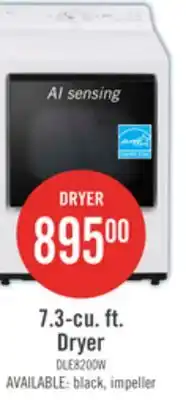 The Brick LG 7.3 Cu. Ft. Electric Dryer with AI Sensing and ThinQ - Alpine White - DLE8200CW offer