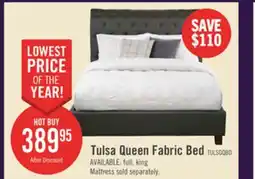 The Brick Tulsa Upholstered Platform Bed in Grey Vegan-Leather Fabric, Button Tufted - Queen Size offer